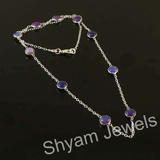 Argento Sterling Originale Rotondo Opale Con 50.8cm Collana Handmade Gioielli