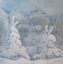 QUADRO MODERNO CONTEMPORANEO PAESAGGIO INVERNALE INNEVATO DIPINTO FIRMATO  P33.1