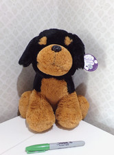 Peluche morbido nuovo con etichette Cuddles Time Rottweiler CANE nero marrone cucciolo NUOVO