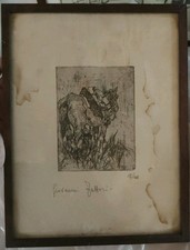 Quadro con stampa da incisione di Giovanni Fattori numerato 12/144