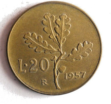 1957 ITALY 20 LIRE - Excellent