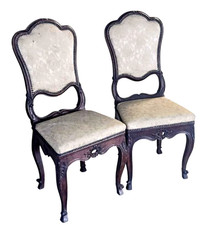 Coppia Sedie Antiche Stile Luigi XV Fine '800 Legno di  Noce Lombarde Lombardia