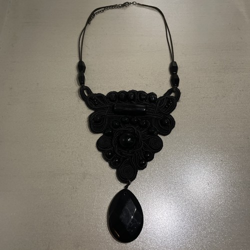 Collana ricamata soutache nera - collana,