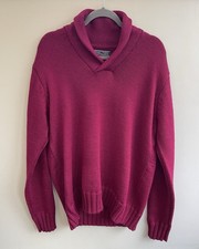 Woolovers Maglione Collo Lana Rosa Lampone Rosso Taglia Large Pescatore