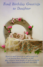 Postcard Greetings to Daughter Young Child  Birthday Hand Colored 1920s RPPC