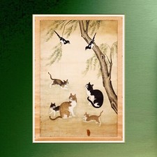 Cat Painting Korean Antique