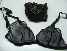 COMPLETO TRASPARENTE INTIMO RECOS SLIP REGGISENO VINTAGE NERO SEXY TG 3 - 75