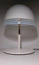 Lampada Leucos con Vetro di Murano Bianco e Rigato Opalino 1970 Firmata