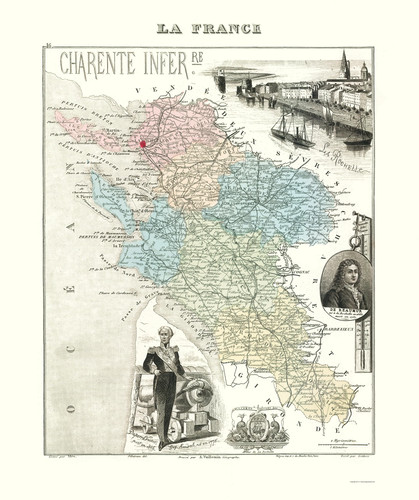 Mappa storica charente - mappa,