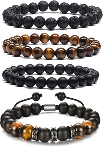 4pcs bracciale uomo pietre - 4pcs, in