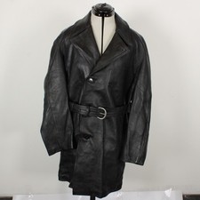 Cappotto trench pelle polizia militare tedesca orientale DDR foderato lana cintura soprabito M