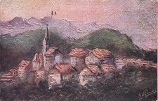 605) CARTOLINA WW1 PIEVE LIVINALONGO CITTA' MARTIRE BELLUNO ILLUSTRATORE UGOLINI