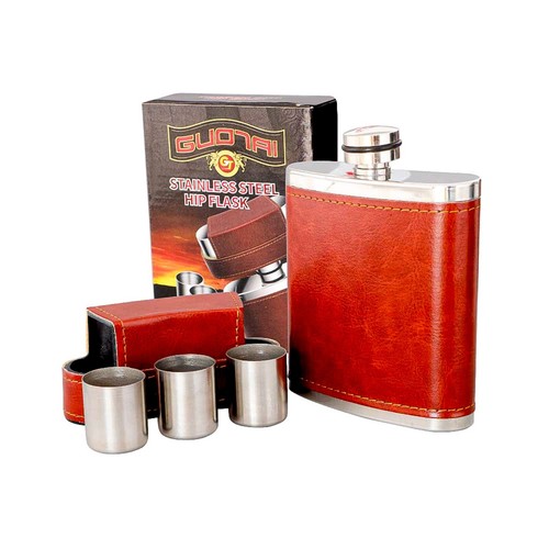 Brown pocket hip flask 8oz - 8oz,