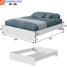 Letto Matrimoniale In Legno Bianco ARTIK 196x166x39 cm Giroletto Bordi 18-22mm