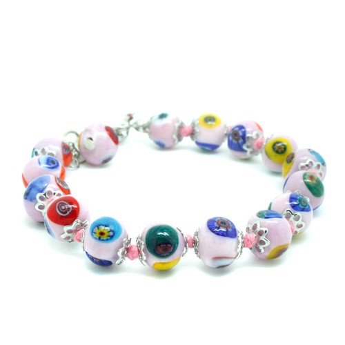 Bracciale vetro murano rosa - vetro,
