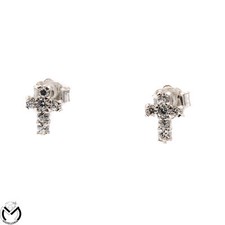 Orecchini oro bianco 18 kt 750 croce zirconi -248/ST-