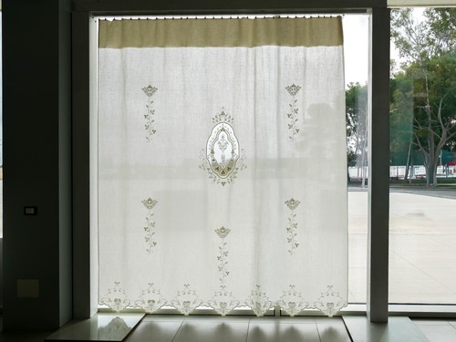 Tenda ricamata misto lino - tenda, in