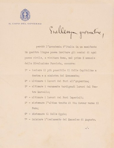 Autografo mussolini importante - mussolini,