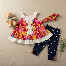 Set completo bambina Gymboree nuovo camicia leggings fascia taglia 3 mesi 