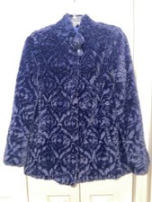 Cappotto donna ISAAC MIZRAHI blu indaco rosa pelliccia sintetica - taglia XS - usato in ottime condizioni