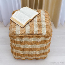 Pouf Rotondo in Juta Eco - Pouf Amichevole Pouf ad Ansa Naturale Arredamento Casa