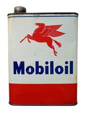 *HH* Latta Vintage Tanica Pubblicitaria Mobiloil Mobil Oil Company Olio Motori 