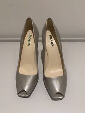 Scarpa argento PRADA con tacco sfumato in pelle ORIGINALE