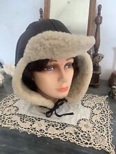 Woolrich Cappello Aviatore In Montone Shearling Marrone Taglia L