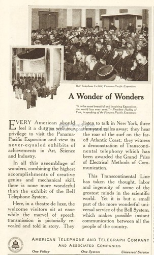 1915 american telegraph t - 1915, at&t