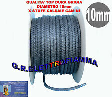 GUARNIZIONE CORDA ALTA TEMPERATURA DURA GRIGIA  10mm STUFE PELLET CAMINI CALDAIA