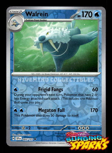 Carta pokemon walrein 045 191 - pokemon,