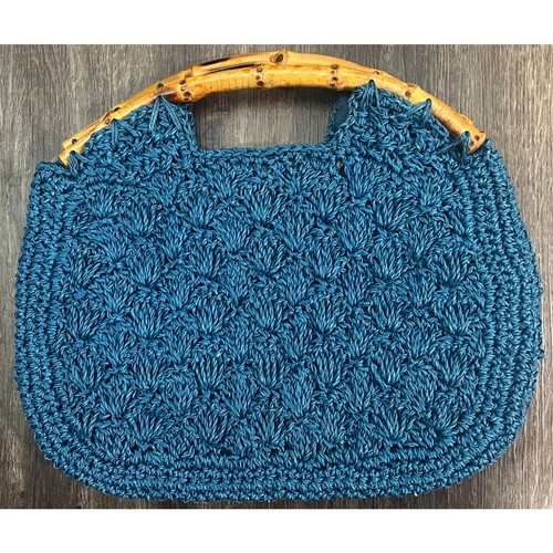 Borsa vintage rafia blu - blu, con