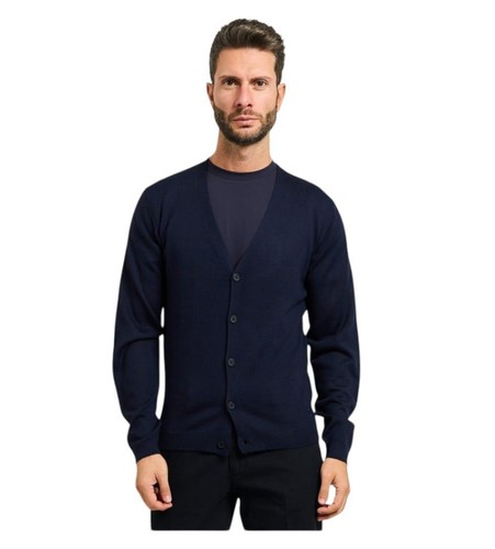 Cardigan blu misto lana - , yes