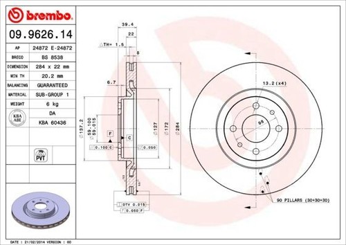 Brembo discofreno 9626 14 - brembo,