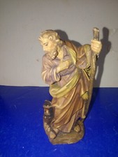 San Giuseppe scolpito a mano, Vintage in legno, Herbert Prinoth, Val Gardena. 