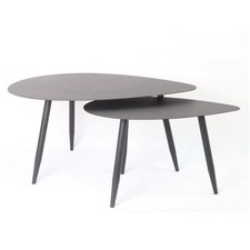 SET 2 TAVOLINI METALLO OVALI