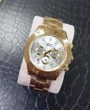 Orologio Polso Zcc Uomo Quarzo Cronografo Elegante Data Oro Fondo Silver lac