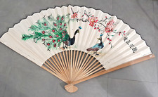 VENTAGLIO ORIENTALE DA PARETE MURO ARREDO VINTAGE GRANDI DIMENSIONI TEMA PAVONI