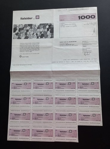 Certificato titolo italsider - certificato,
