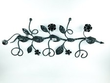 APPENDINO APPENDIABITO IN FERRO BATTUTO CON ROSE FOGLIE NERO ARGENTO