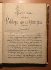 ANTICO LIBRO MANOSCRITTO "LEZIONI DI PATOLOGIA SPECIALE CHIRURGICA" XIX SEC.