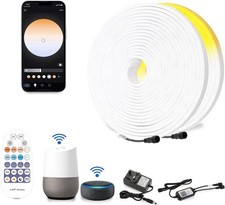 Striscia luminosa a LED al neon, 15 m, per esterni, IP67, impermeabile, bianco