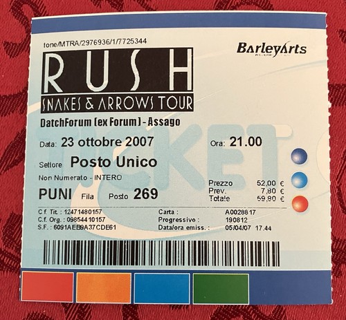 Rush concert gig ticket - concert,