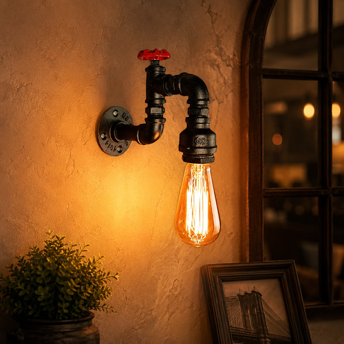 Vintage steampunk wall light - vintage,