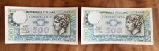  2 Banconote 500 lire Mercurio serie sostitutive Consecutive w25-R2-1979/FDS