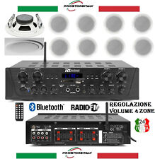 KIT AUDIO FILODIFFUSIONE CONTROFFITTO VOLUME SEPARABILI 4 Z.  BLUETOOTH RADIO FM