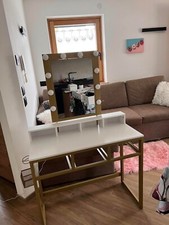 scrivania make up bianca con cassetti