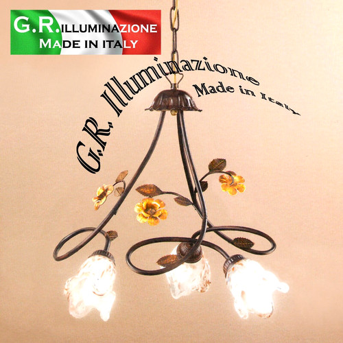 Lampadario ferro battuto 3 - lampadario,