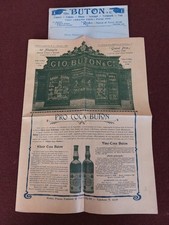 CATALOGO SEMESTRALE 1902 GIO. BUTON LIQUORI COGNAC VINI RHUM FELSINA PREZZI