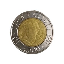 Italia Moneta 500 lire 1994 500° anniversario Nascita di Luca Pacioli SPL.